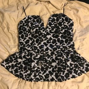 Guess sequin V-plunge pinup peplum bustier